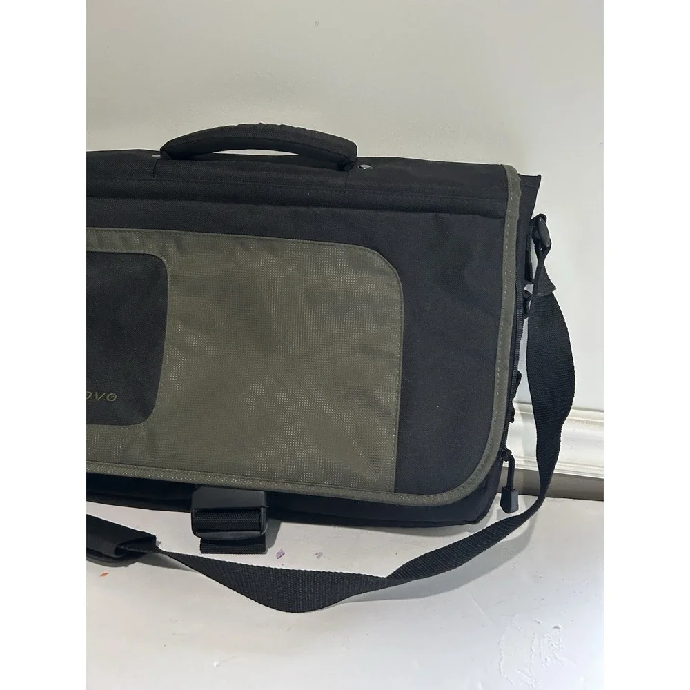 Lenovo Laptop Messenger Bag Black Olive Green Shoulder Strap Briefcase 17x12x3